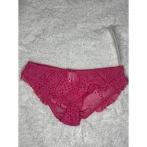 NWT Pink Sheer Mesh Star Print Ruffle Panties S